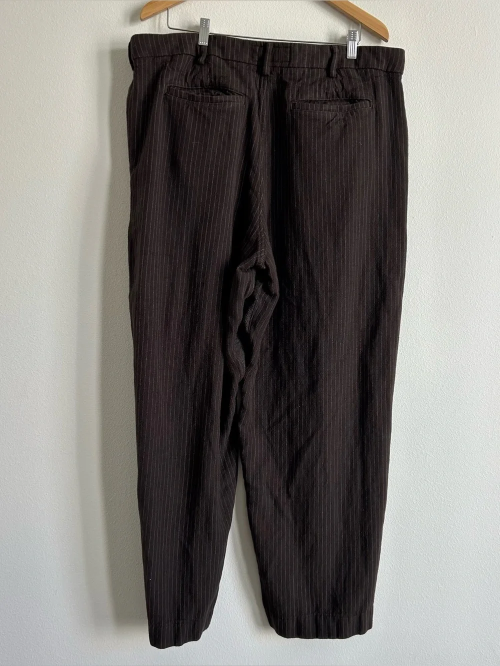 Men's Abercrombie & Fitch Brown Baggy Pinstripe Dress Pants - 40 x 34